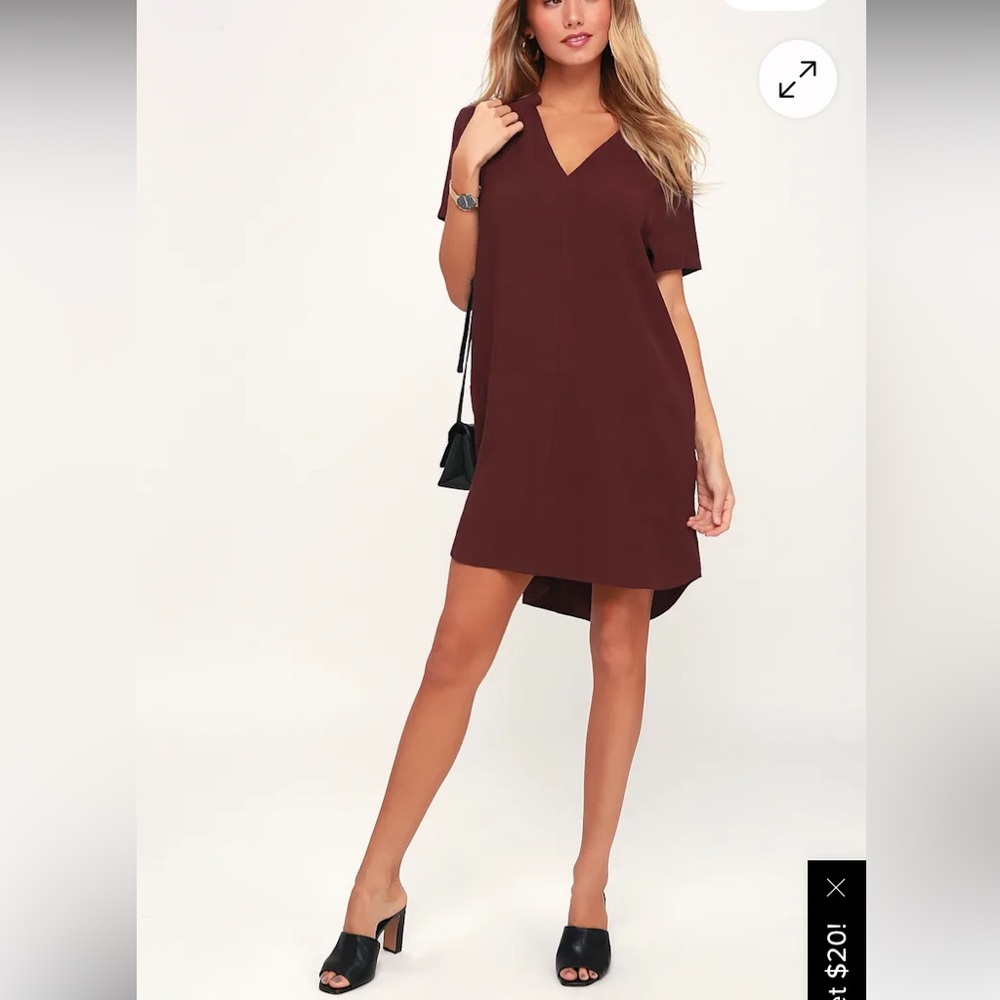 Lulus Siesta Plum Short Sleeve Shift Dress